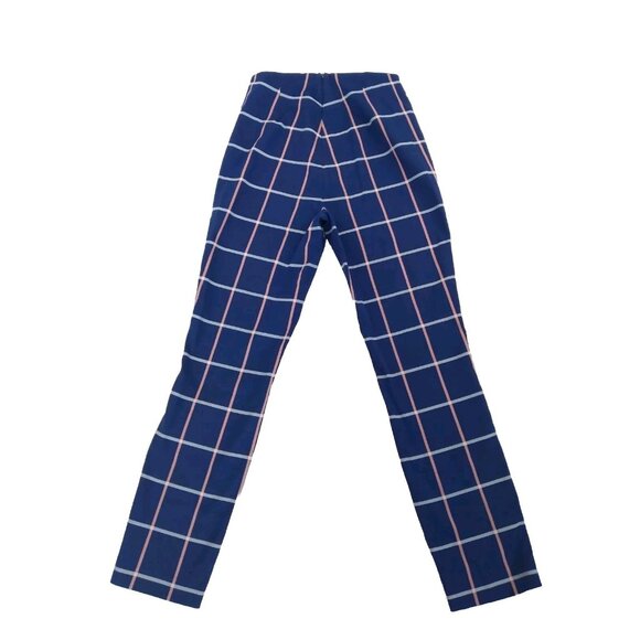 Rag & Bone Simone Cotton High Rise  Blue Plaid Slim Cropped Pants Size 4 - Picture 2 of 16